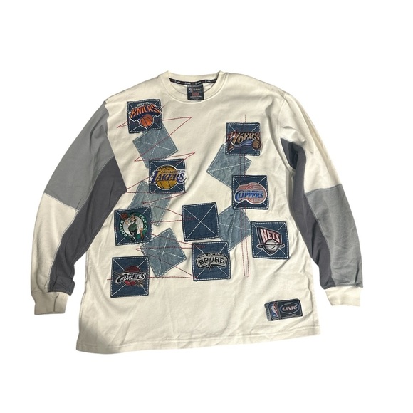 Unk White and Blue Patchwork Men Sweater - Picture 1 of 6